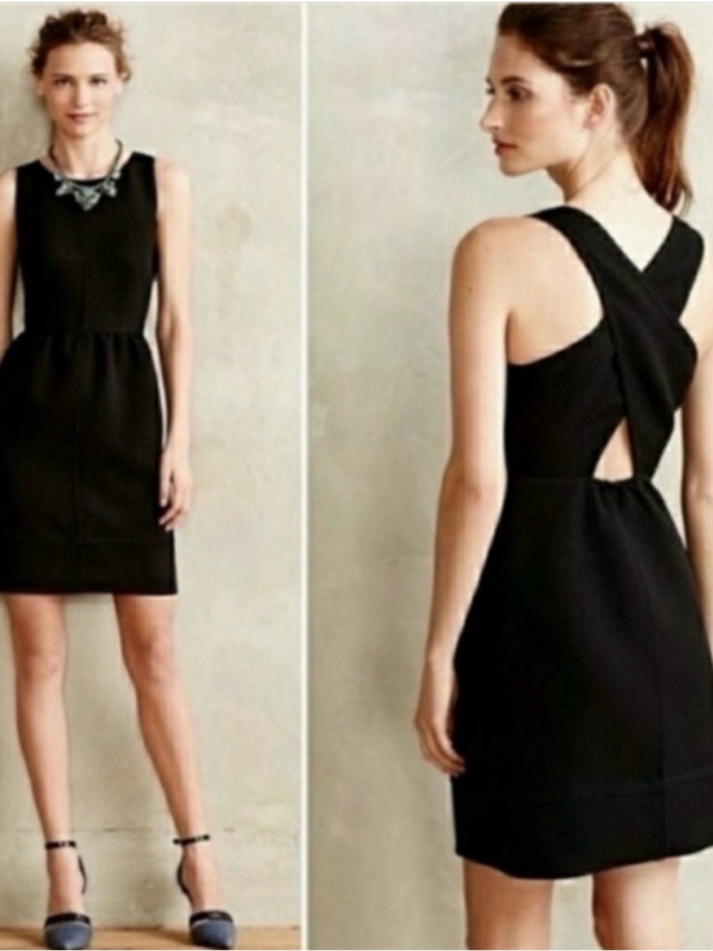 Maeve Anthropologie Black Cross-Back Mini Dress